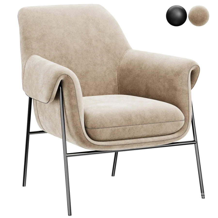 CONTEMPORARY_LEATHER_METAL_FRAME_CLUB_CHAIR - Image 1