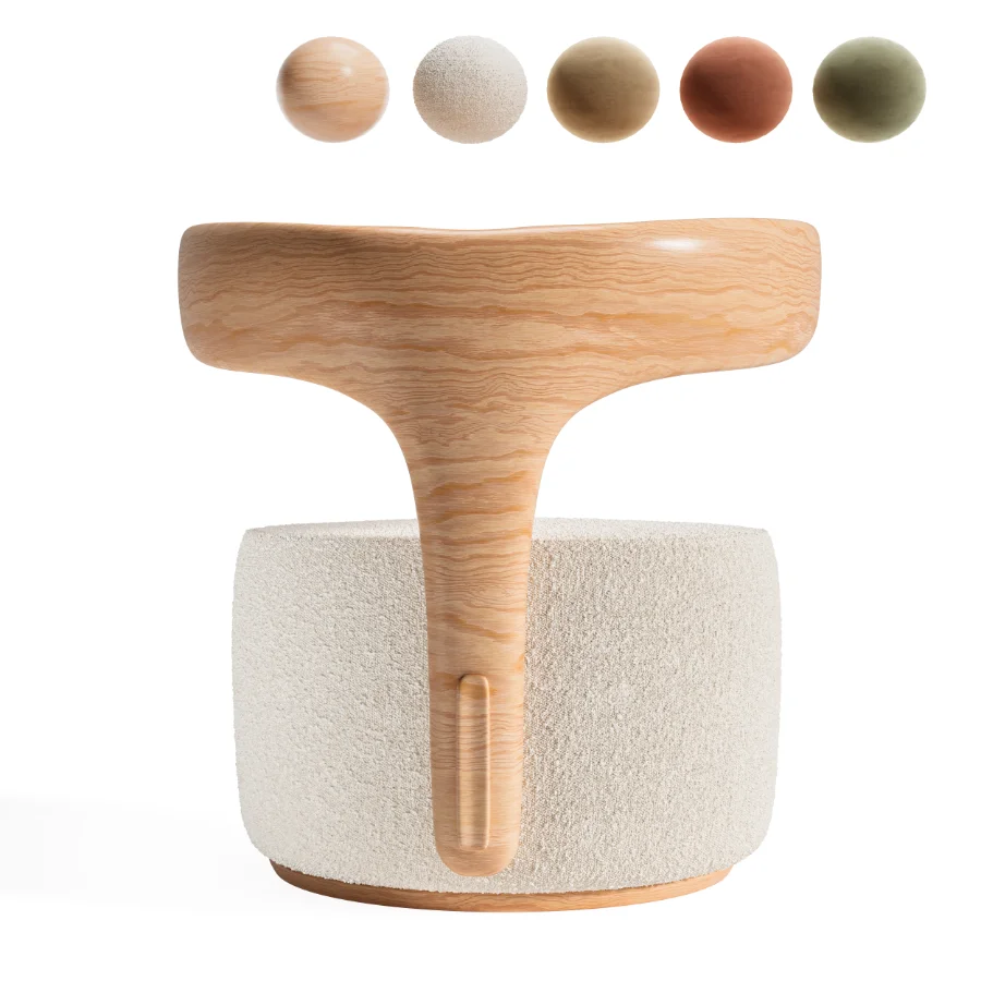 Modern Designer Wooden Armchair with Fabric Seat - Image 1