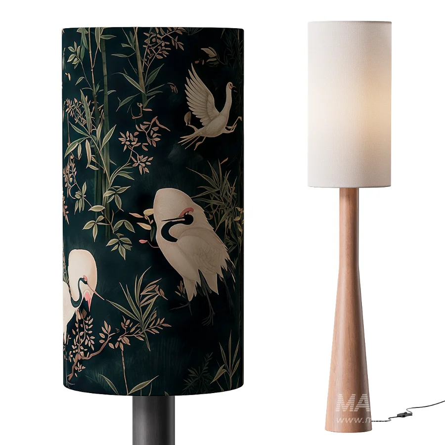 Minimalist Japandi Linen Floor Lamp - Image 1
