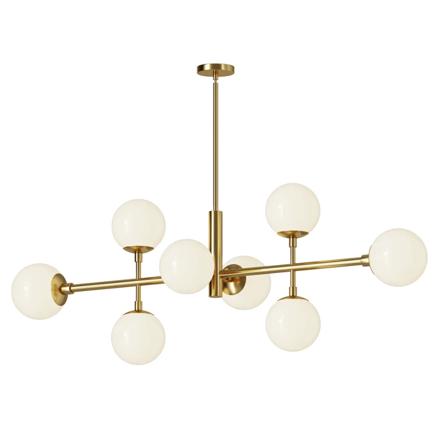 Black Frosted Glass Globe Linear Chandelier 8 Light - Image 1