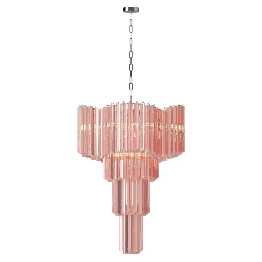 Italian Murano Glass Sputnik Chandelier in Pink - Image 2