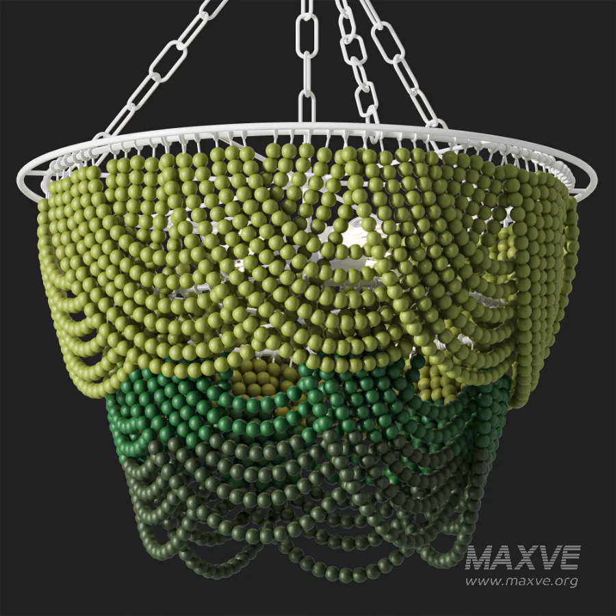 Etsy Green Beaded Wood Pendant Chandelier - Image 3