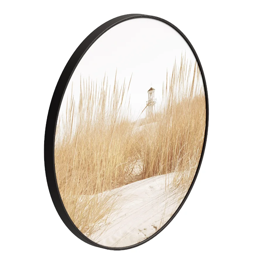 Round Wall Painting Lighthouse in the dune grass - Image 3