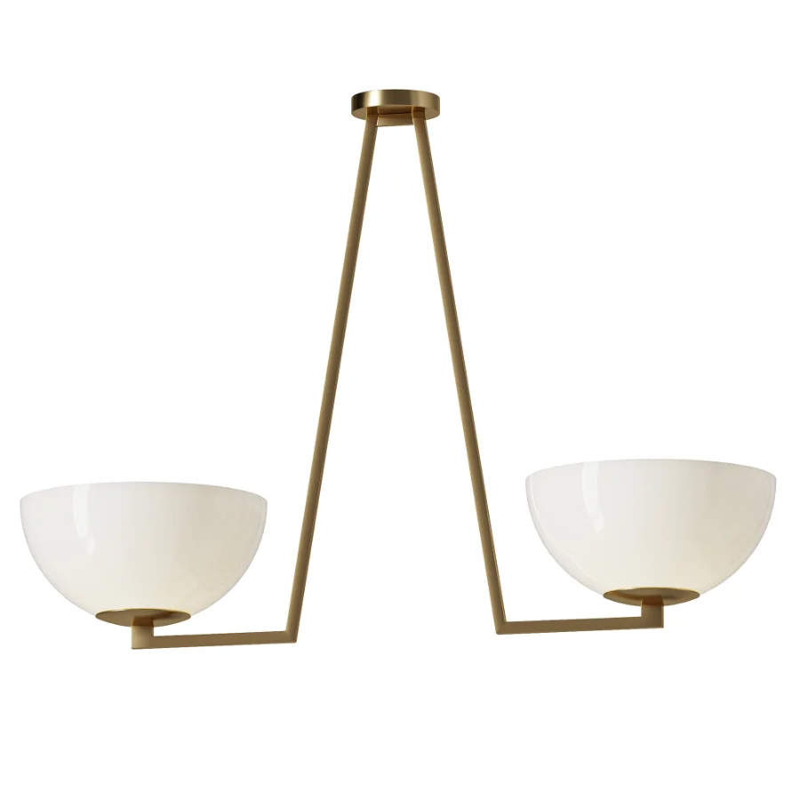 Jeanne 2 lights brass and white glass flush mount - Image 1