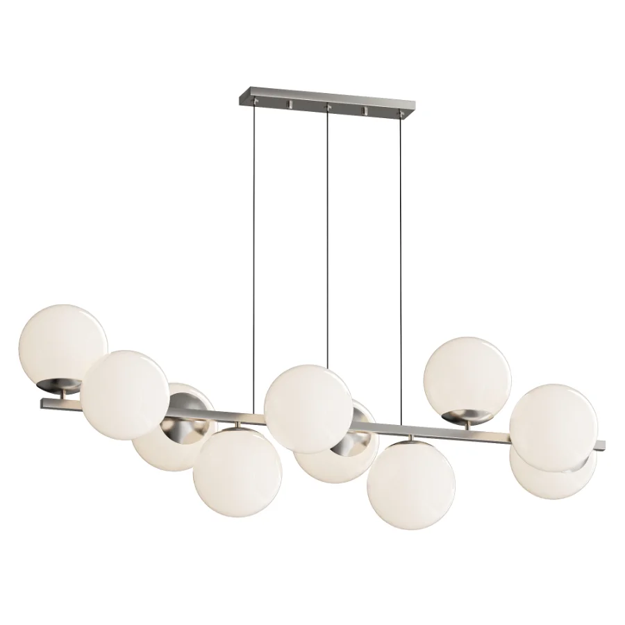 MyFar Aerton Nickel White Glass Molecule Chandelier 10 Light - Image 1