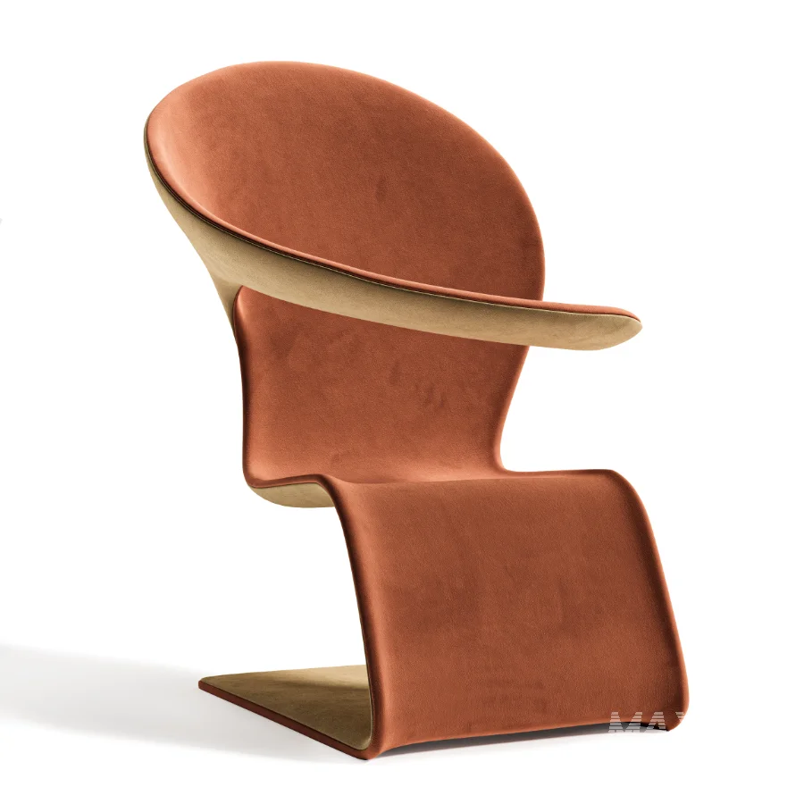 Modern Sculptural Armchair with Soft Fabric Upholstery - Image 7