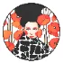 Woman with retro poppy flowers - Thumbnail 3