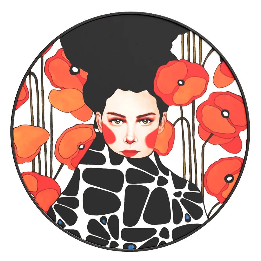Woman with retro poppy flowers - Image 3