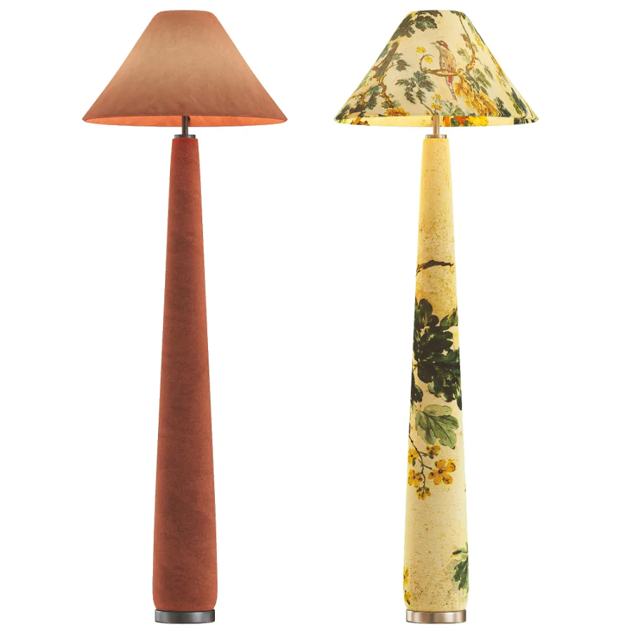 Lulu Printed Fabric Upholstered Empire Floor Lamp - Image 1