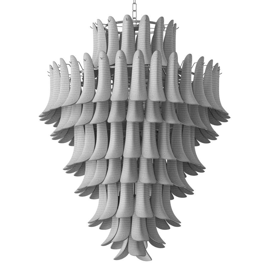 Green Murano Glass Petal Chandelier - Image 4