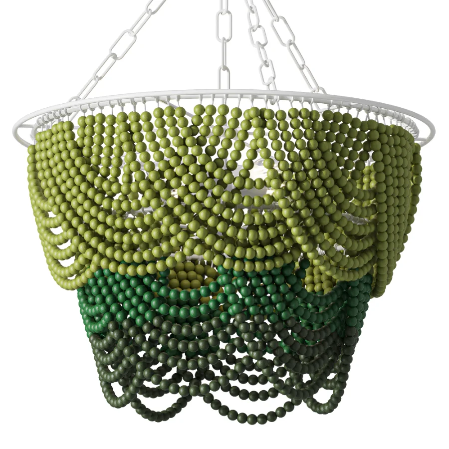 Etsy Green Beaded Wood Pendant Chandelier - Image 1
