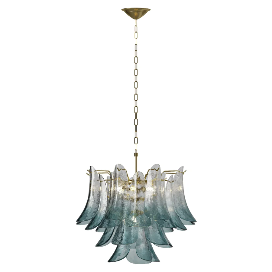 Blue Murano Style Glass Petals Chandelier - Image 2