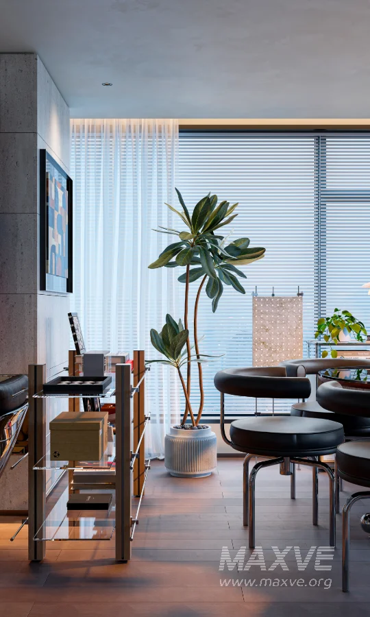 Modern living room and dining room interior scene - Image 3
