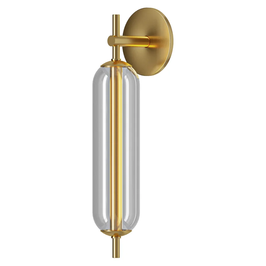 Zev Modern Brass Vertical Glass Wall Sconce - Image 2