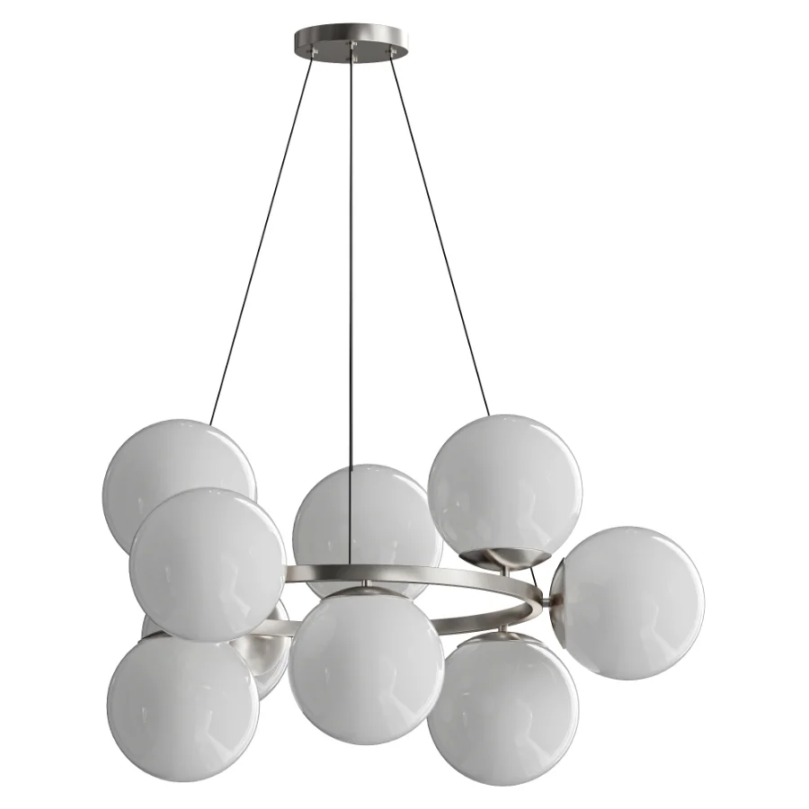 MyFar Aerton Nickel White Glass Molecule Chandelier 9 Light - Image 2