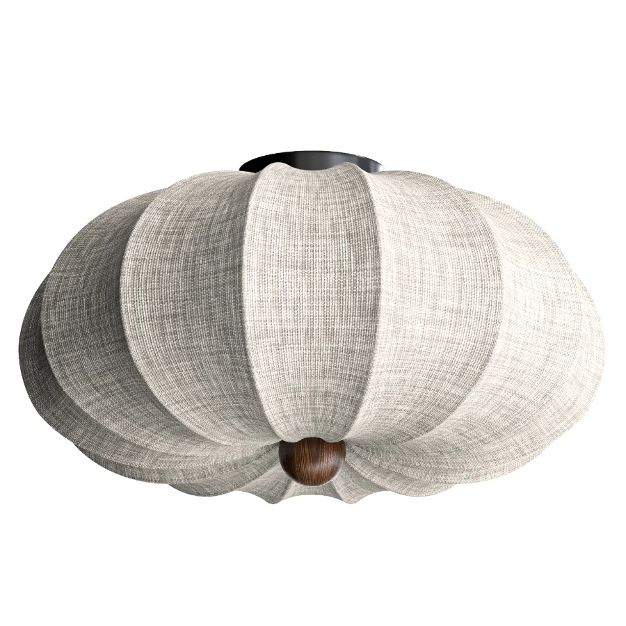 Japanese Vintage Fabric Curved Ceiling Light - Image 1