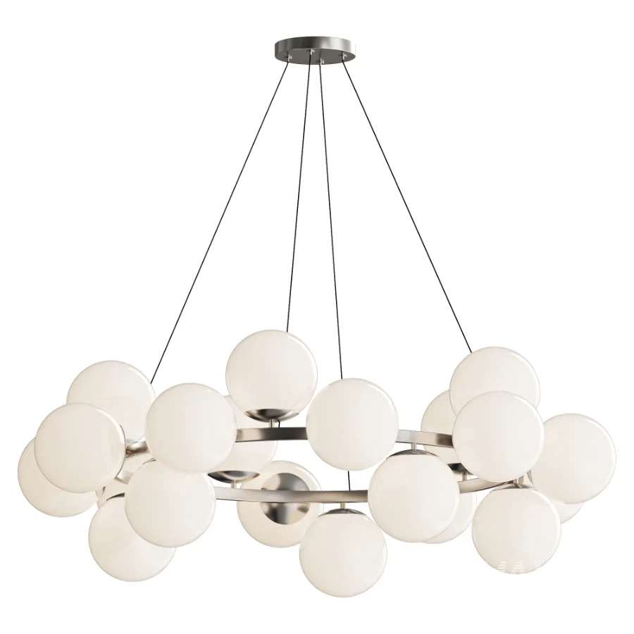 MyFar Aerton Nickel White Glass Molecule Chandelier 20 Light - Image 1
