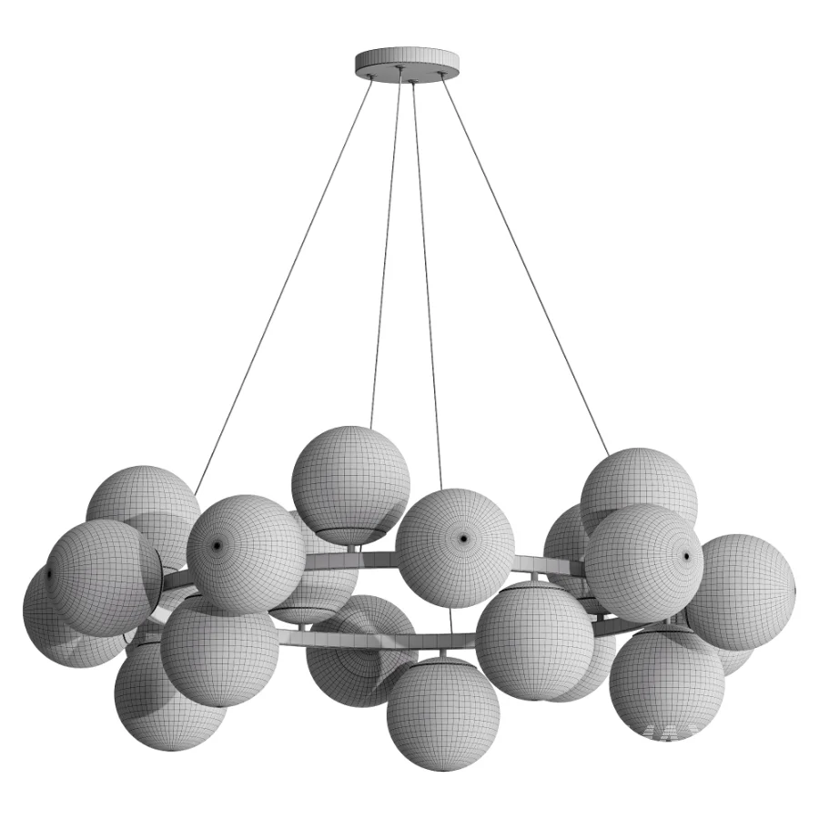 MyFar Aerton Nickel White Glass Molecule Chandelier 20 Light - Image 3