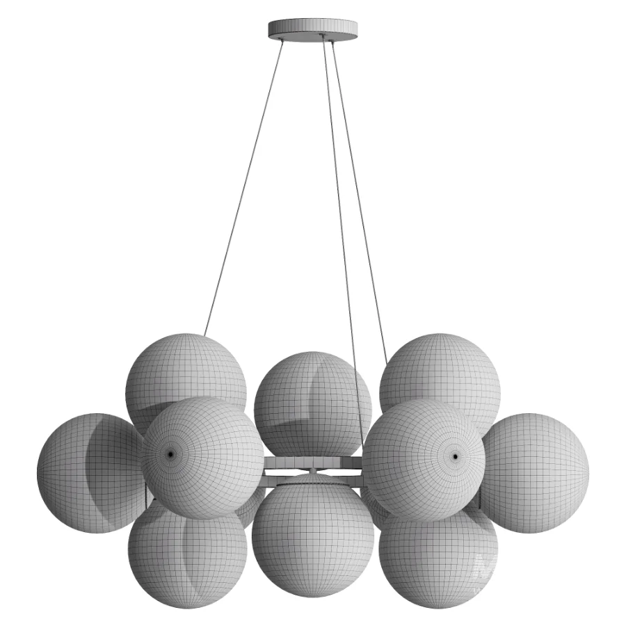 MyFar Aerton Nickel White Glass Molecule Chandelier 12 Light - Image 3