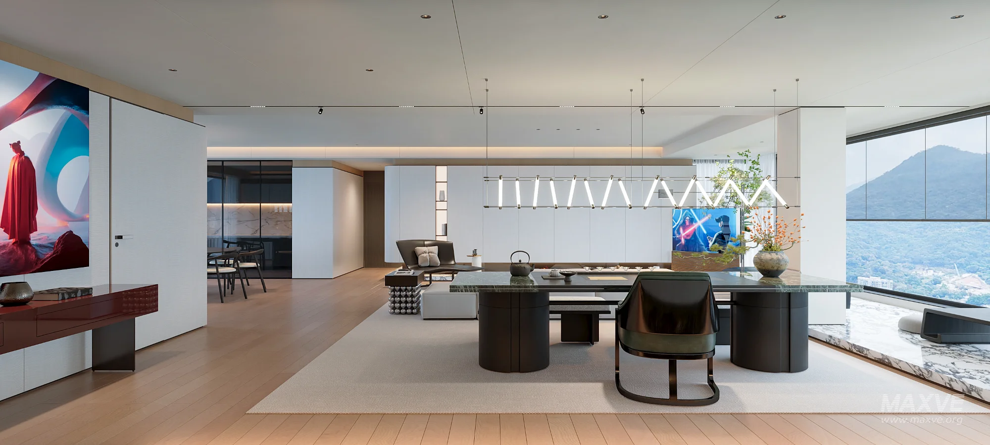Modern living and dining room interior - Image 1