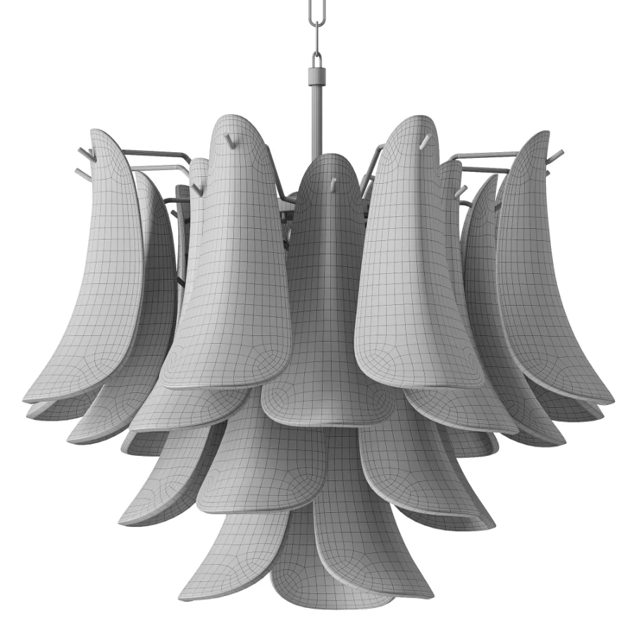 Blue Murano Style Glass Petals Chandelier - Image 3