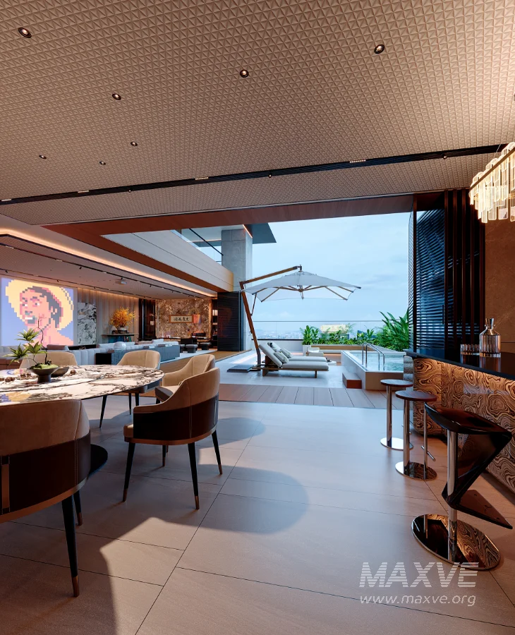 Modern scenic open balcony living room dining room - Image 13