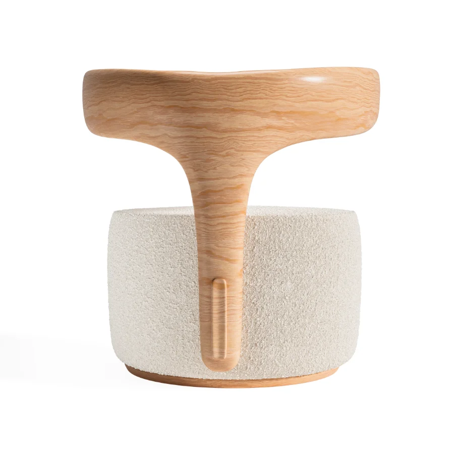 Modern Designer Wooden Armchair with Fabric Seat - Image 5