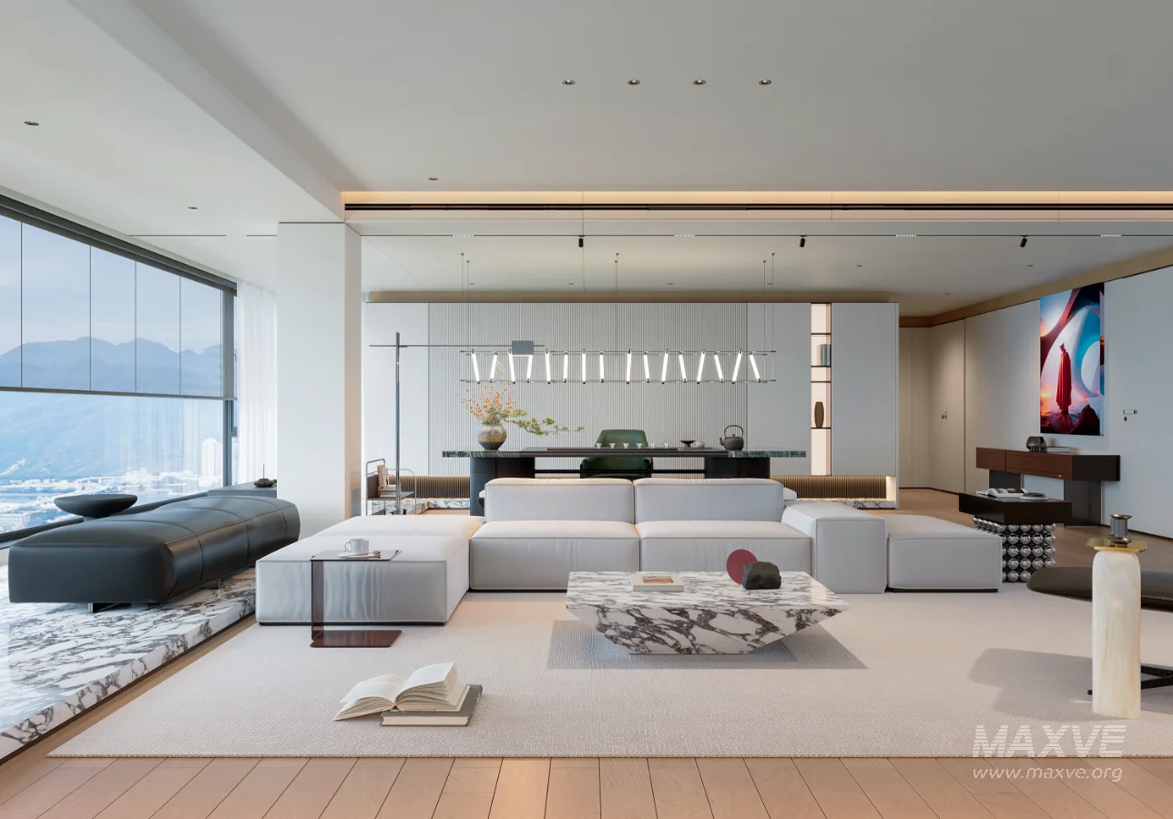 Modern living and dining room interior - Image 2
