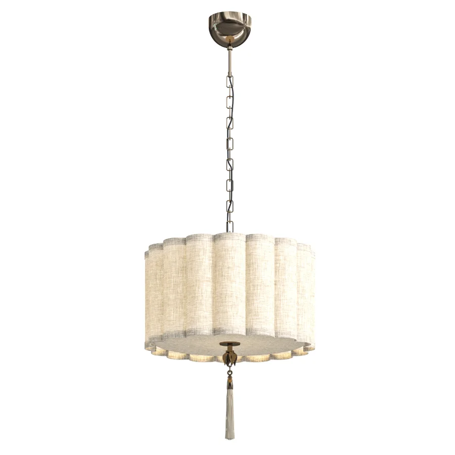 Chandelier with a fabric shade and a green tassel Green Tassel - Image 1