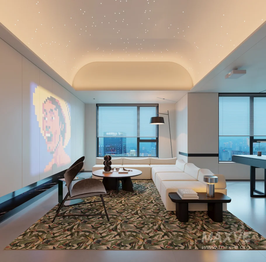 Modern living room and dining room interior scene - Image 3