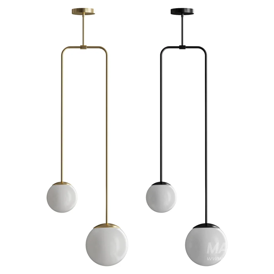 Modern brass chandelier with two shades - Image 3