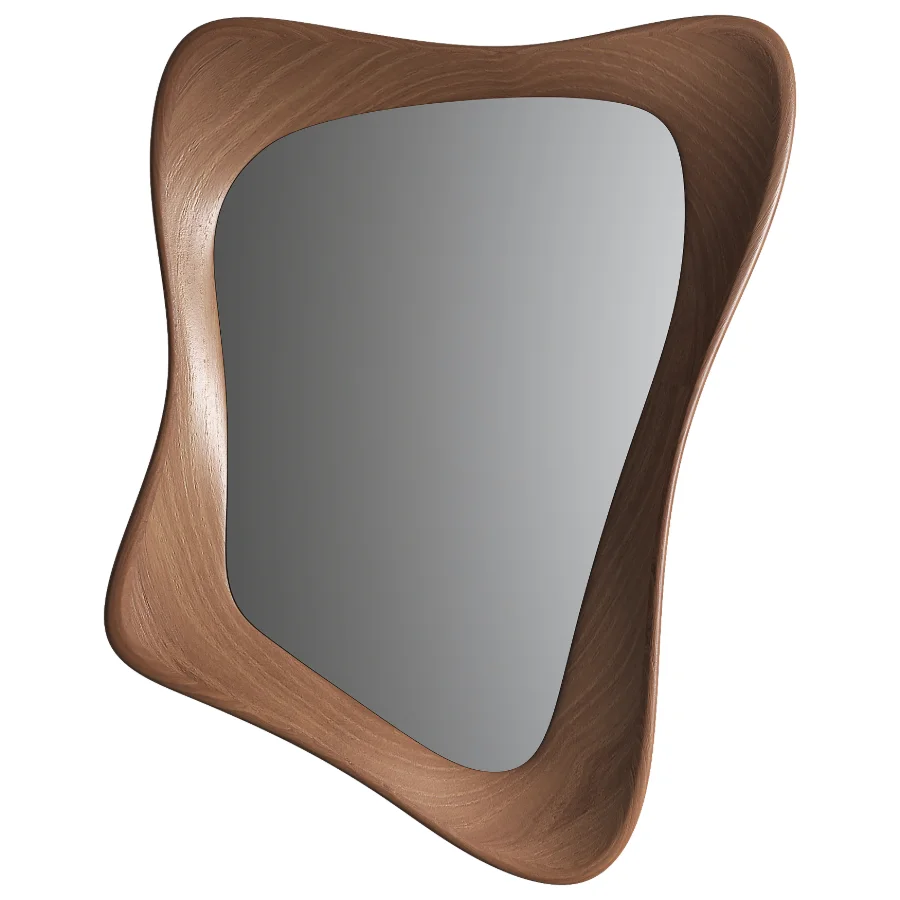 Asymmetrical Wooden Frame Mirror 06 - Image 1