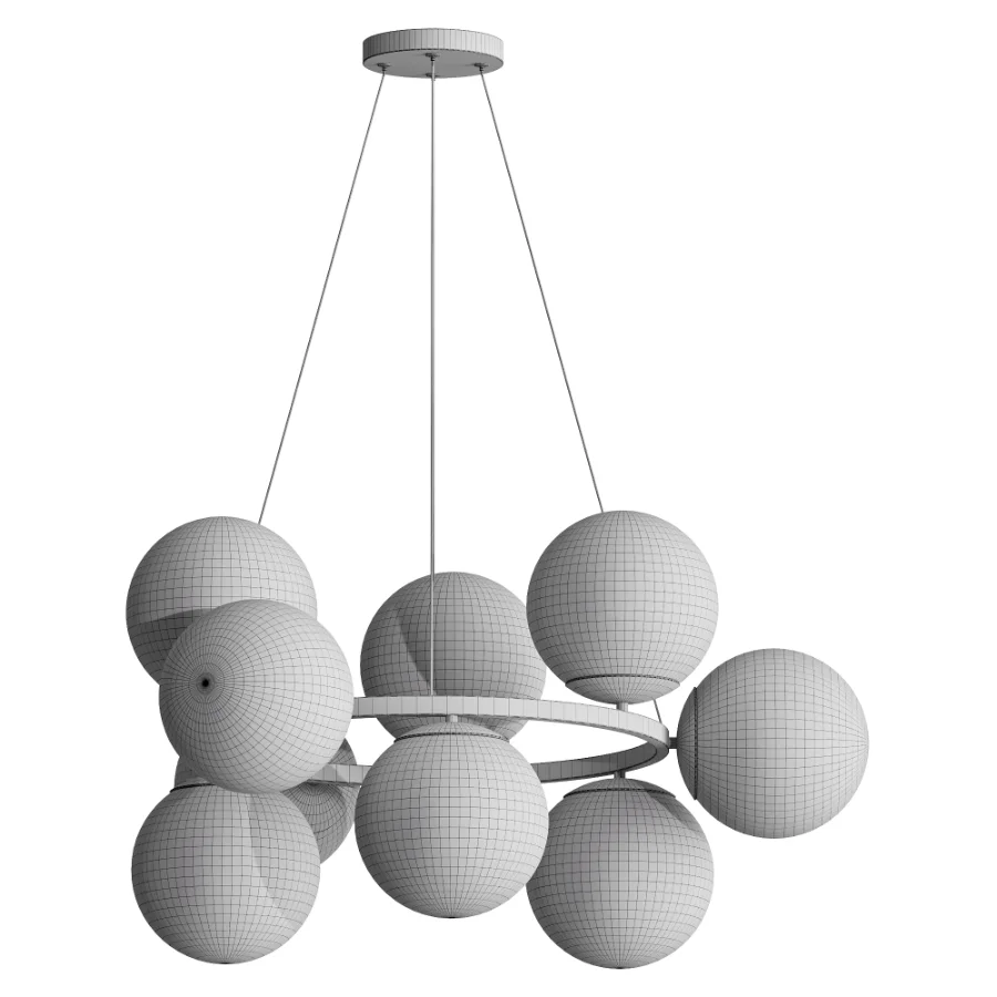 MyFar Aerton Nickel White Glass Molecule Chandelier 9 Light - Image 3