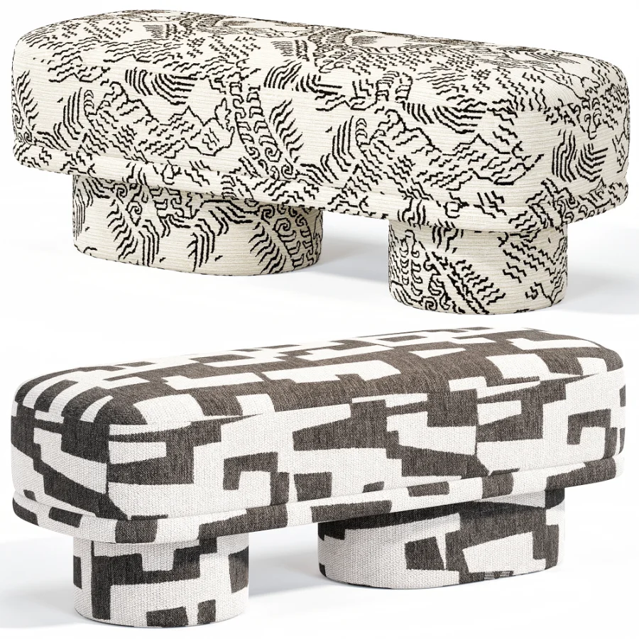 Lena Jacquard Pouf by Eve Furniture - Image 1