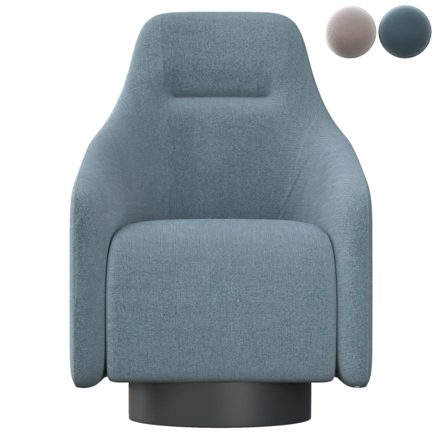 Swivel_fabric_armchair_with_armrests_and_headrest - Image 2