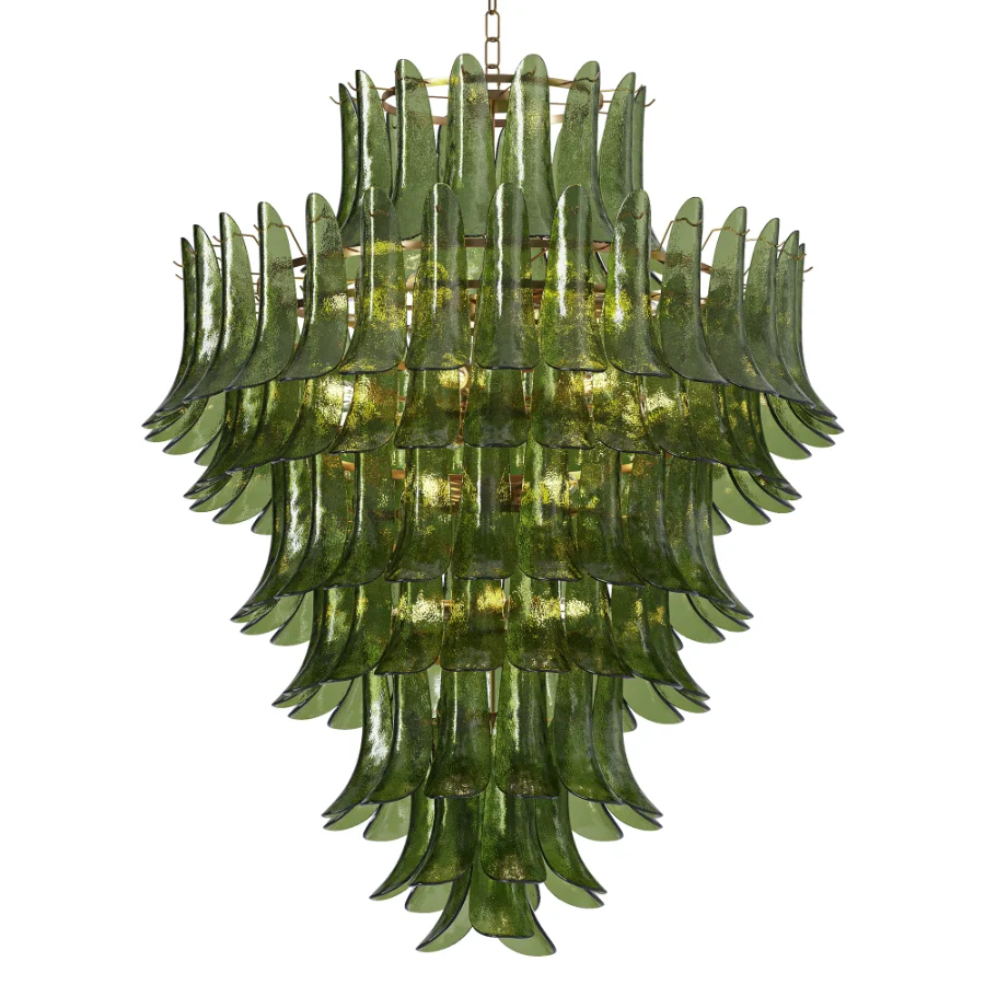 Green Murano Glass Petal Chandelier - Image 1