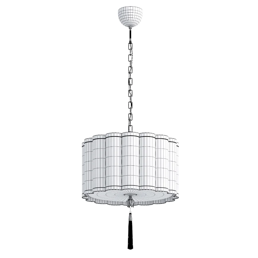 Chandelier with a fabric shade and a green tassel Green Tassel - Image 2