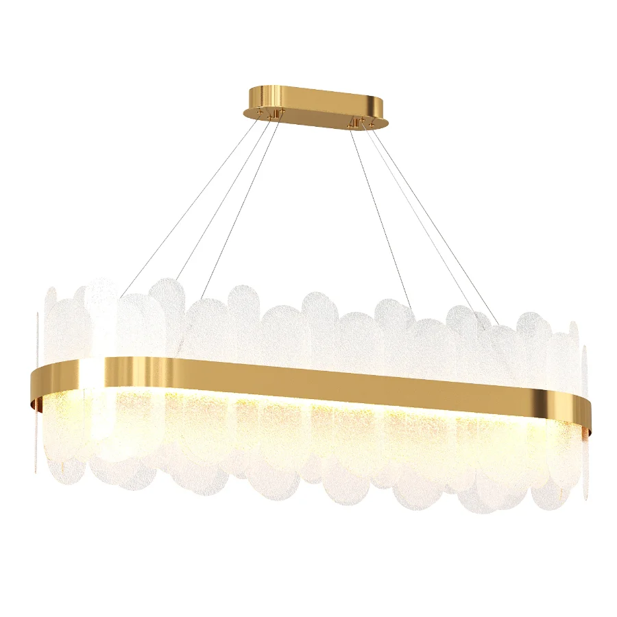 Modern Gold Rectangular Crystal Chandelier - Image 1