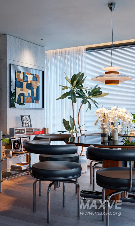 Modern living room and dining room interior scene - Image 1