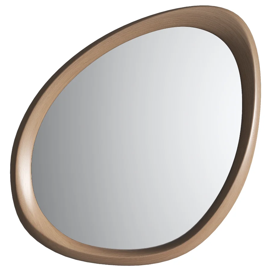 Asymmetrical Wooden Frame Mirror - Image 1