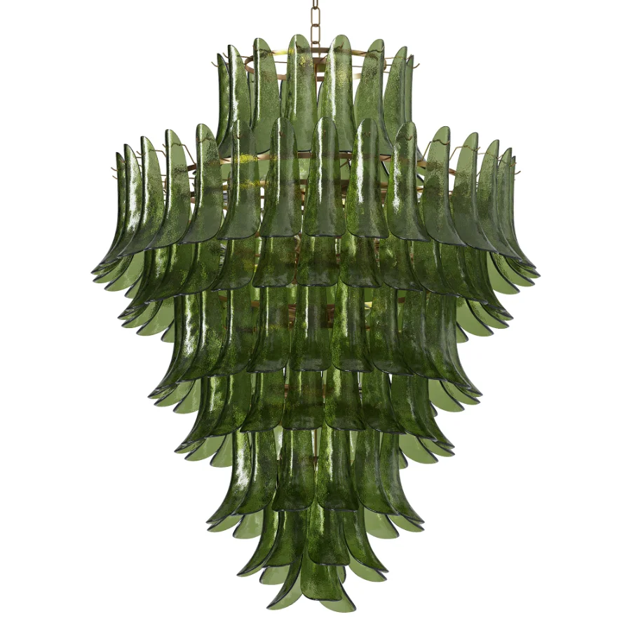 Green Murano Glass Petal Chandelier - Image 2