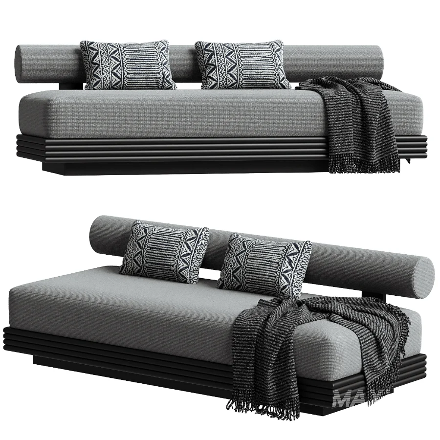 Collins Aluminum 2 Seat Armless Sofa - Image 4