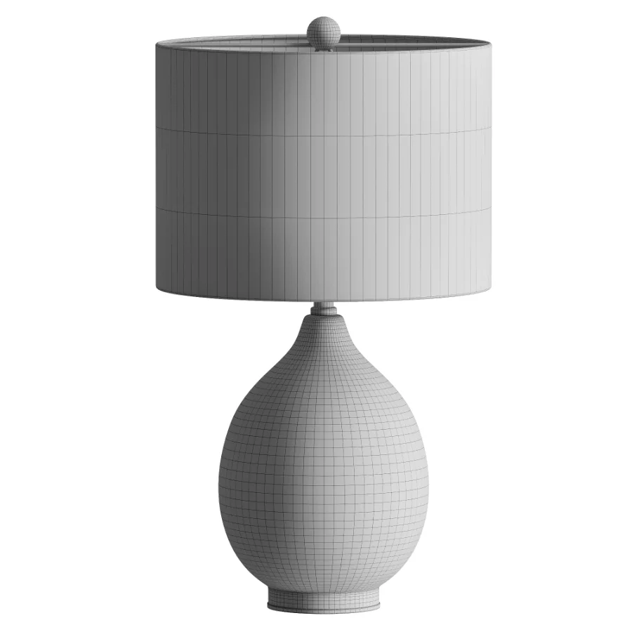 Blue Ceramic Table Lamp Drum Shade - Image 3