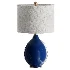 Blue Ceramic Table Lamp Drum Shade - Thumbnail 2