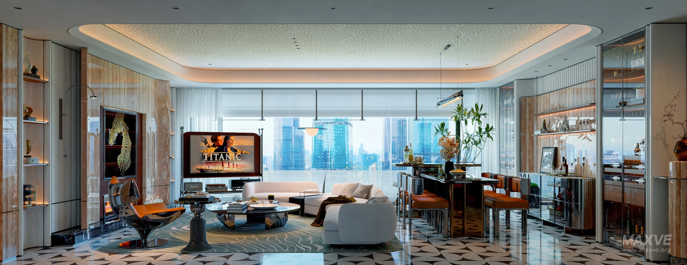Modern luxury living and dining room - Image 1