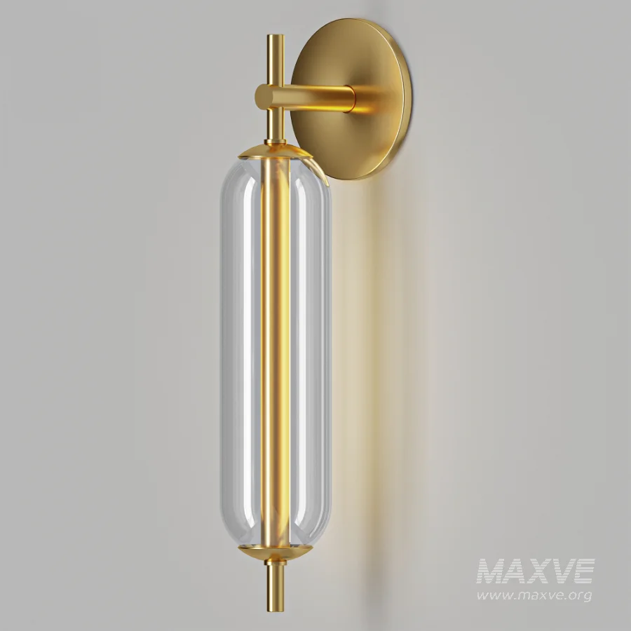 Zev Modern Brass Vertical Glass Wall Sconce - Image 1