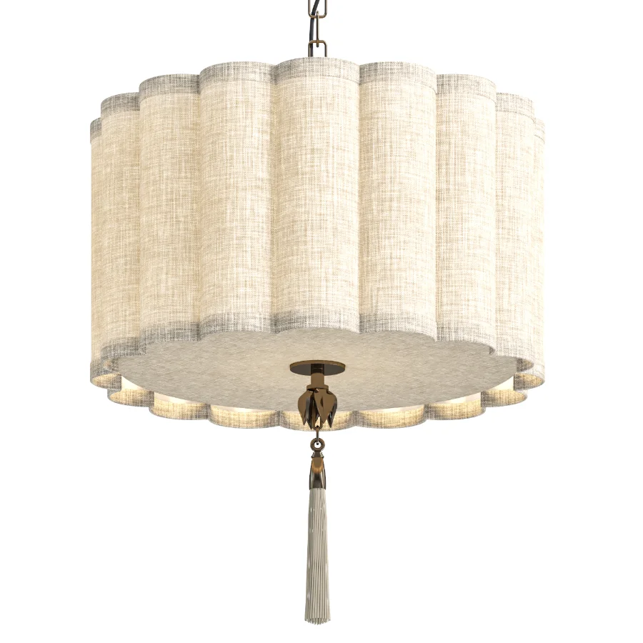 Chandelier with a fabric shade and a green tassel Green Tassel - Image 3