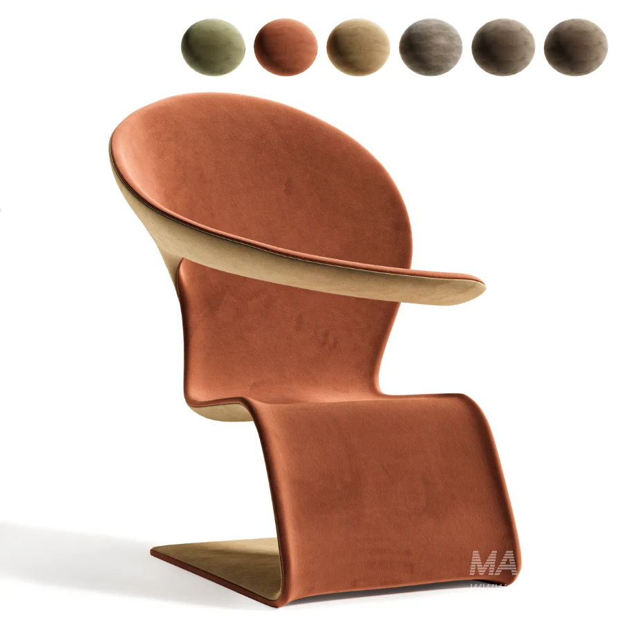 Modern Sculptural Armchair with Soft Fabric Upholstery - Image 6