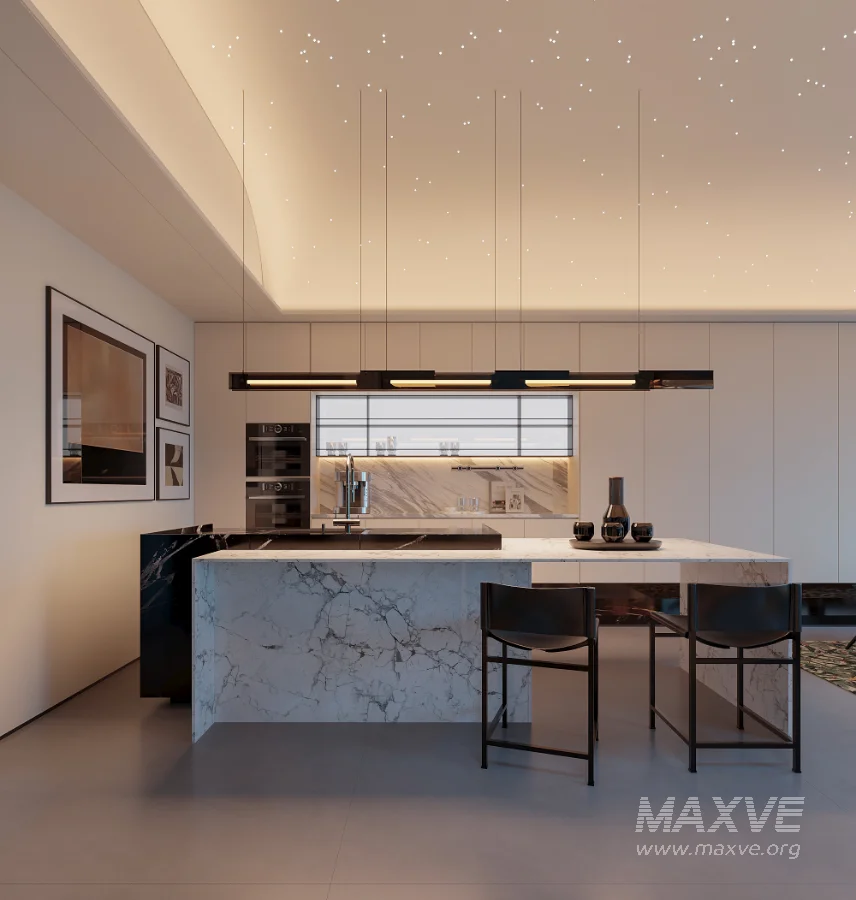 Modern living room and dining room interior scene - Image 2