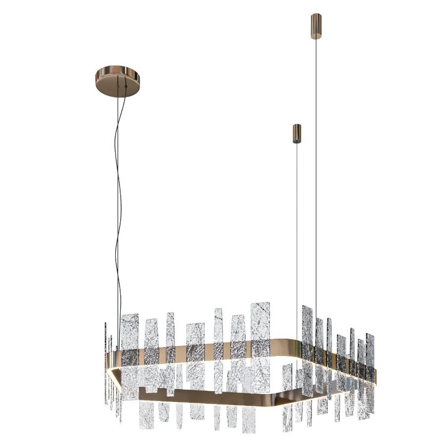 Forest Glass and Brass Chandelier - Image 1
